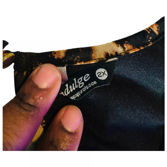 Indulge Womens Sleeveless Long Chiffon Maxi Dress Black Brown Animal Print 2X - Picture 8 of 9